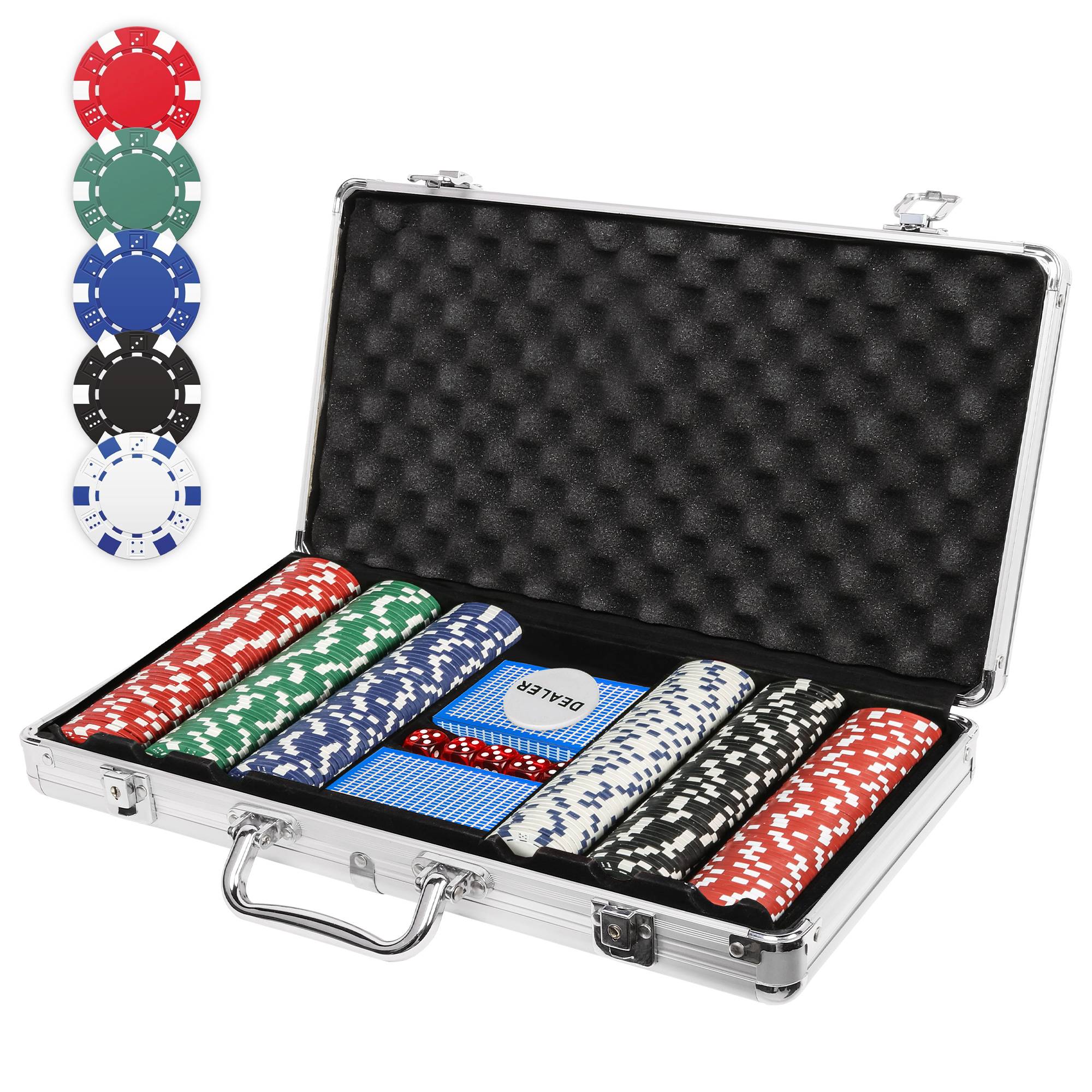 PLAYWUS Casino Poker Chip Set 300PCS Poker chips with Aluminum good Case, 11.5 Gram c