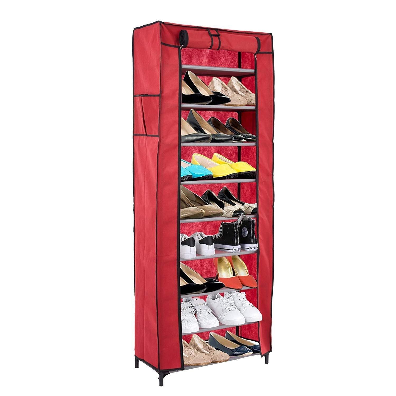 10 outlet Tiers Shoe Rack with Dustproof Cover Closet Shoe Storage Cabinet Organizer