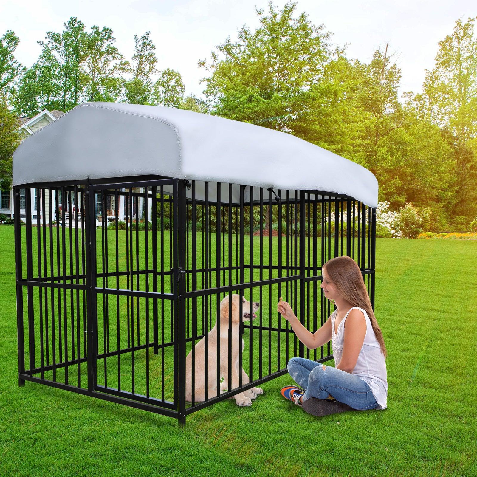 7.8 x4 x5 Outdoor Large Wrought Iron Kennel Enclosure Heavy Duty Pla