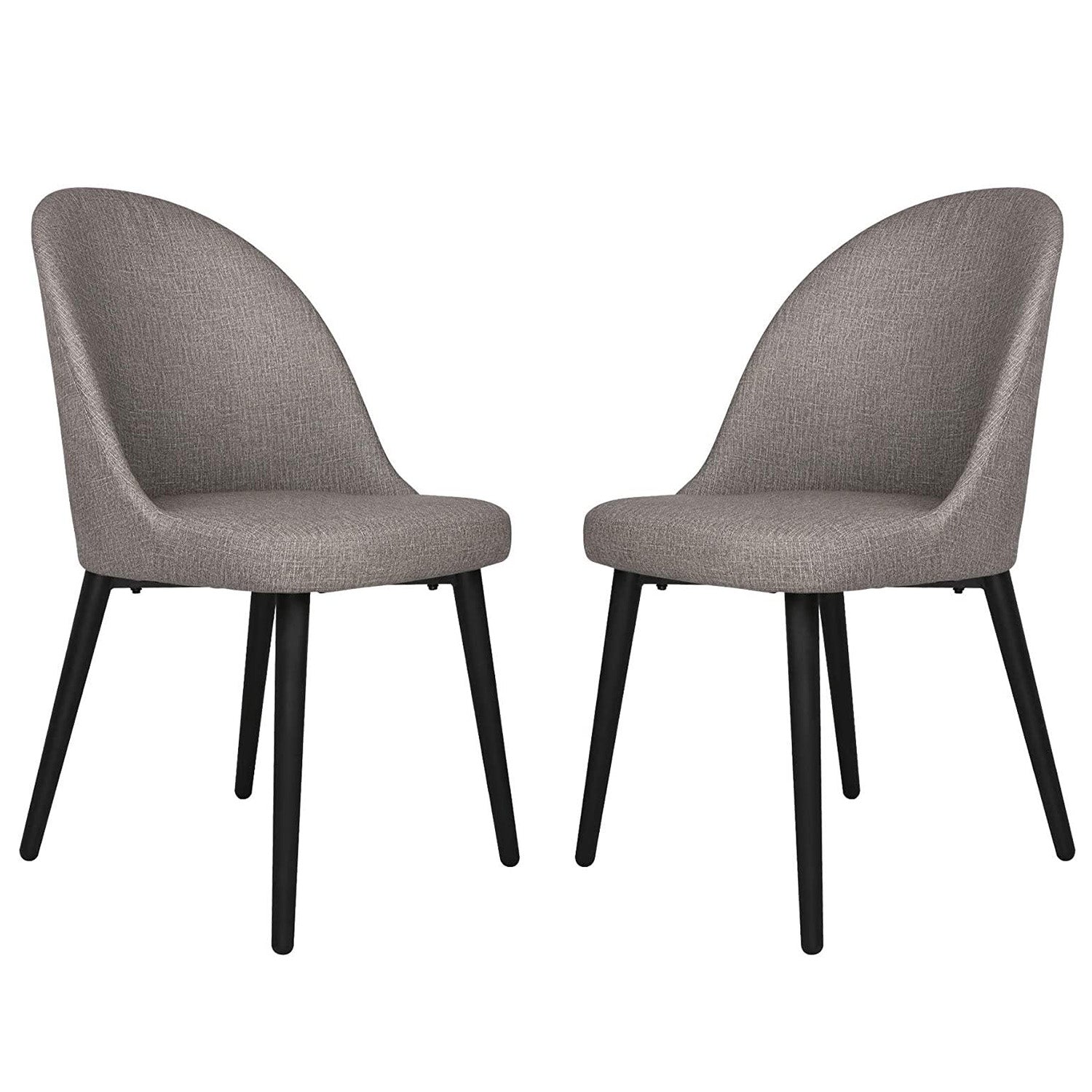 Classic Dining Chair Set of 2, Modern Family Leisure Chair with Steel Legs, PU Leather Mid Back Side Chair, Grey - Bosonshop