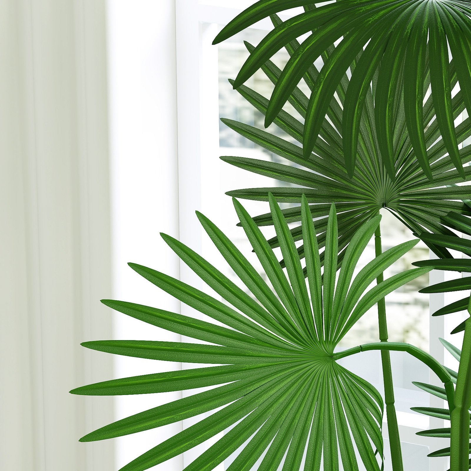 5.8' Artificial Palm Tree in Pot Indoor Ornament Green Plant with 12 Decorative Leaves, Green