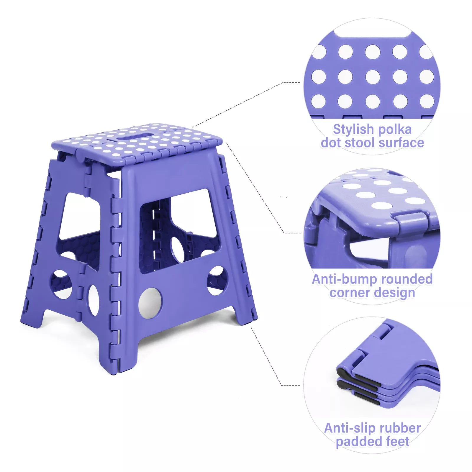 2 Pack Folding Step Stool with Portable Carrying Handle Safe Enough, Purple - Bosonshop