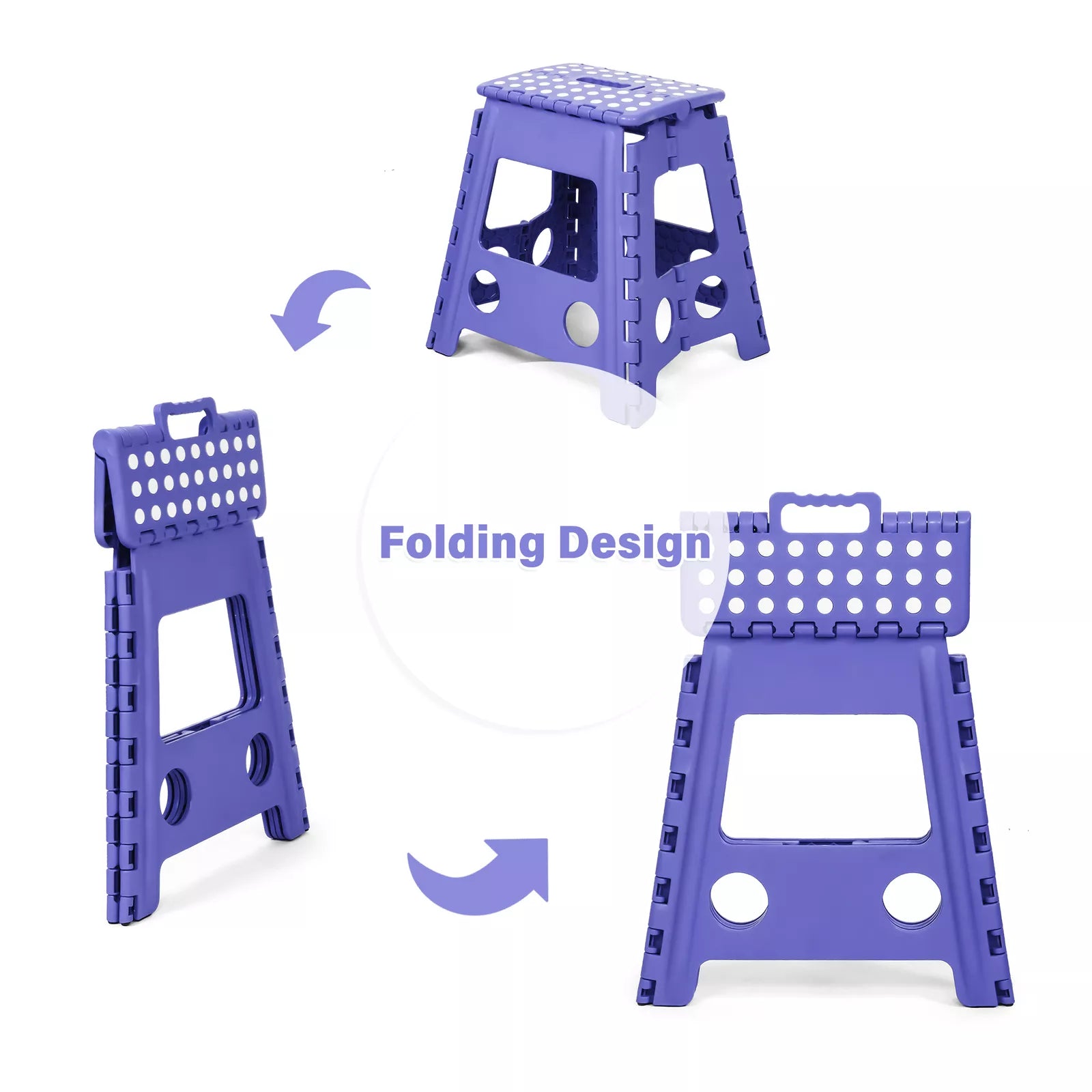 2 Pack Folding Step Stool with Portable Carrying Handle Safe Enough, Purple - Bosonshop