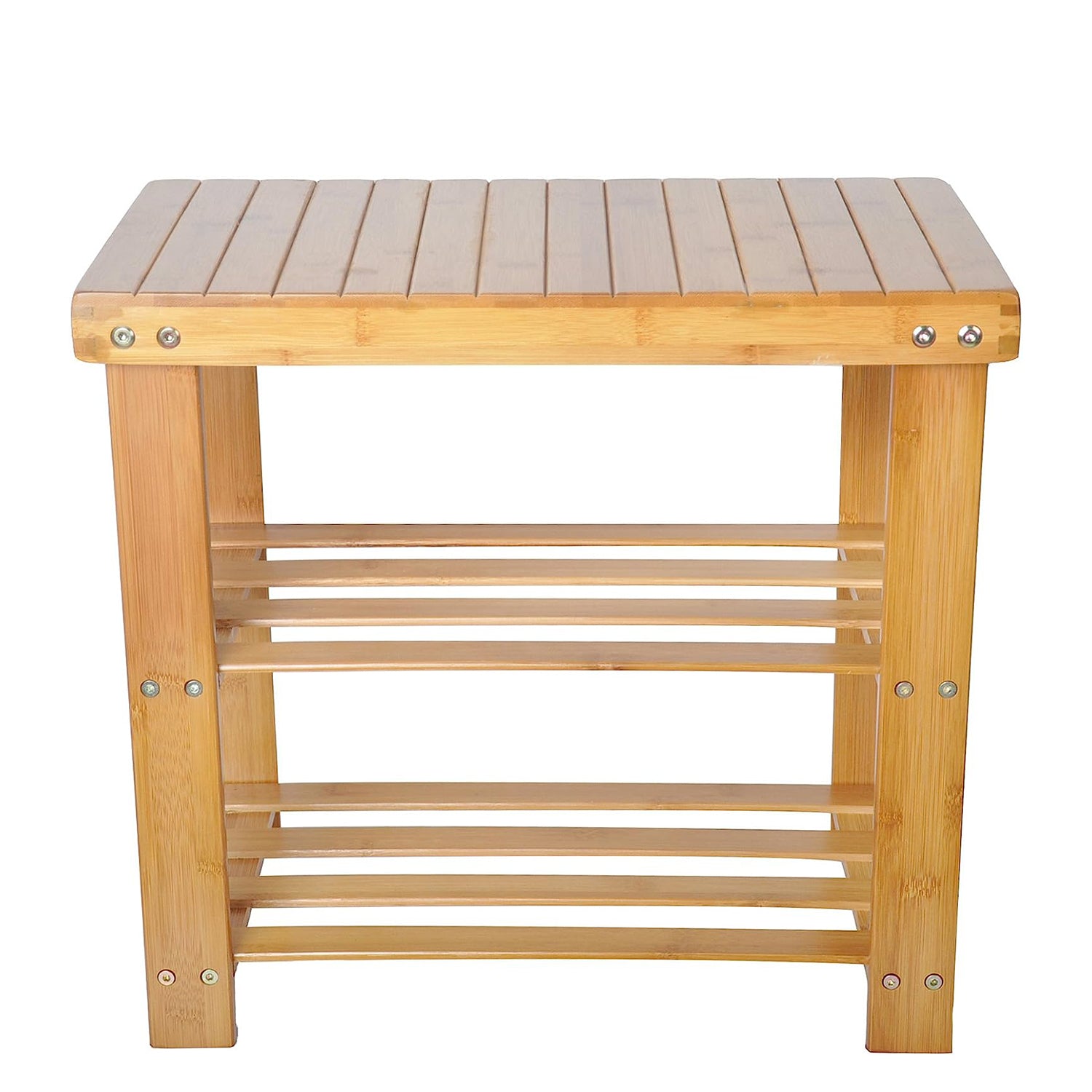 2-Tier Bamboo Shoe Entryway Storage Bench Rack Shoe Organizer - Bosonshop