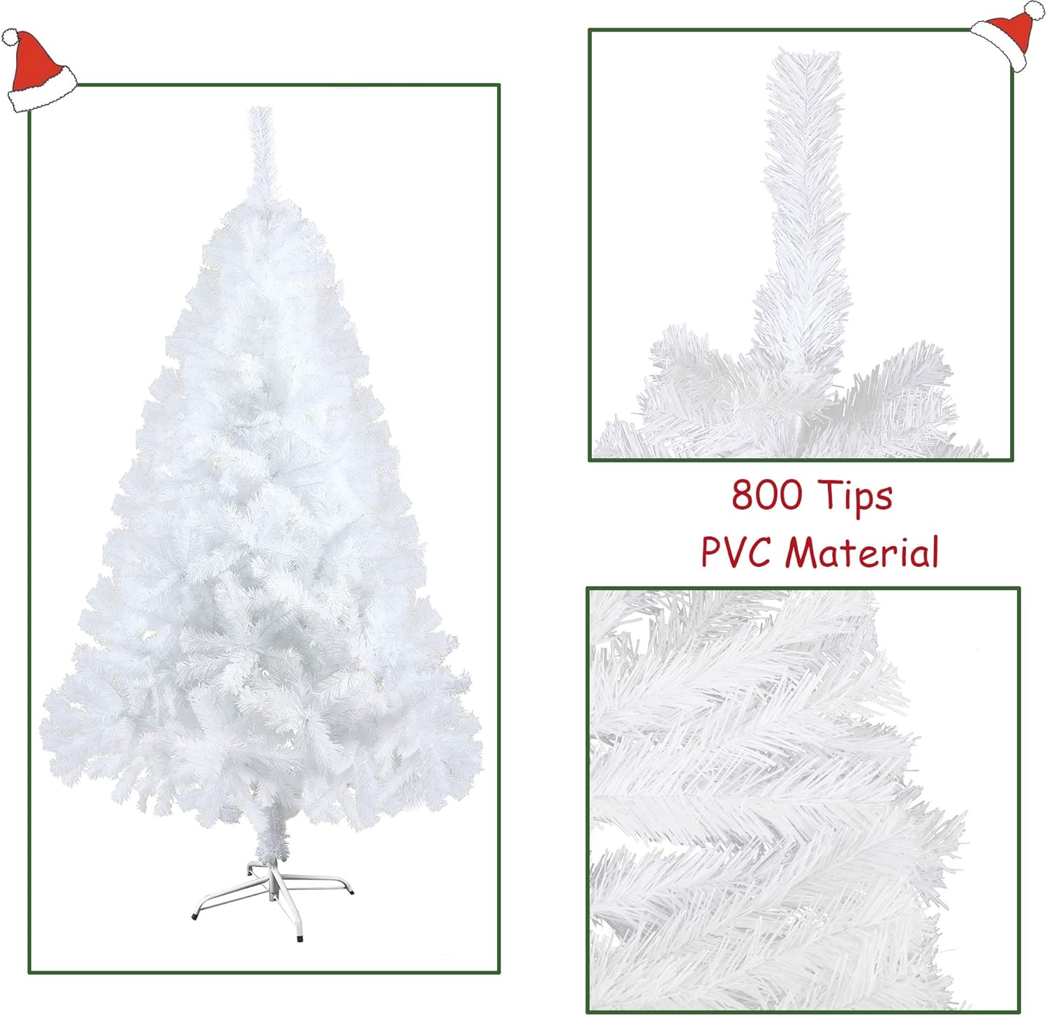 6' Premium Spruce Artificial Christmas Tree w/Metal Stand, White - Bosonshop