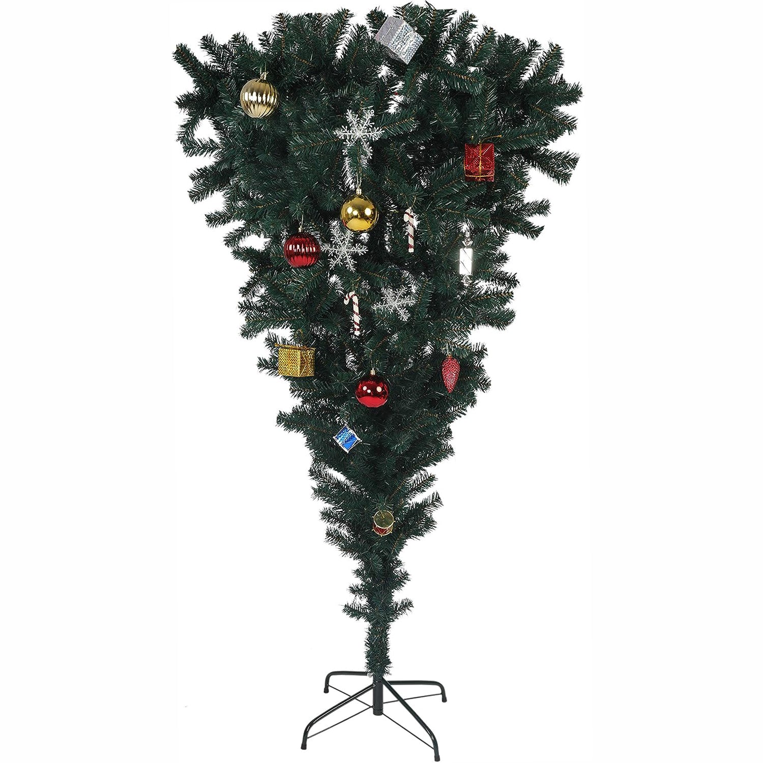 5' Upsidedown Premium Artificial Christmas Tree with Solid Metal Stand, Festive Indoor and Outdoor Decoration - Bosonshop