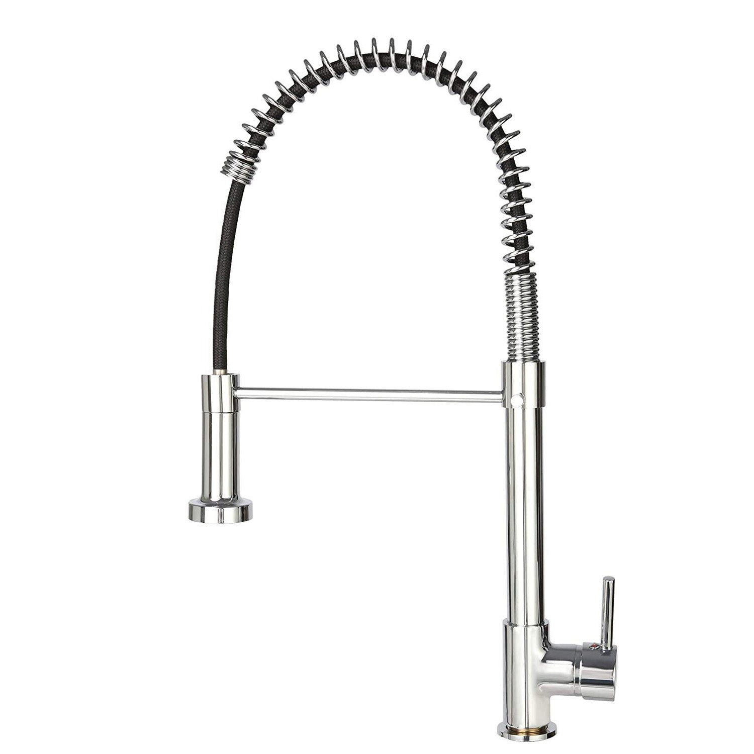 Commercial Kitchen Faucet with Pull Down Sprayer, High Arc Stainless Steel, 360 Swivel Single Handle Single Hole Spring Sink Faucet, Chrome - Bosonshop