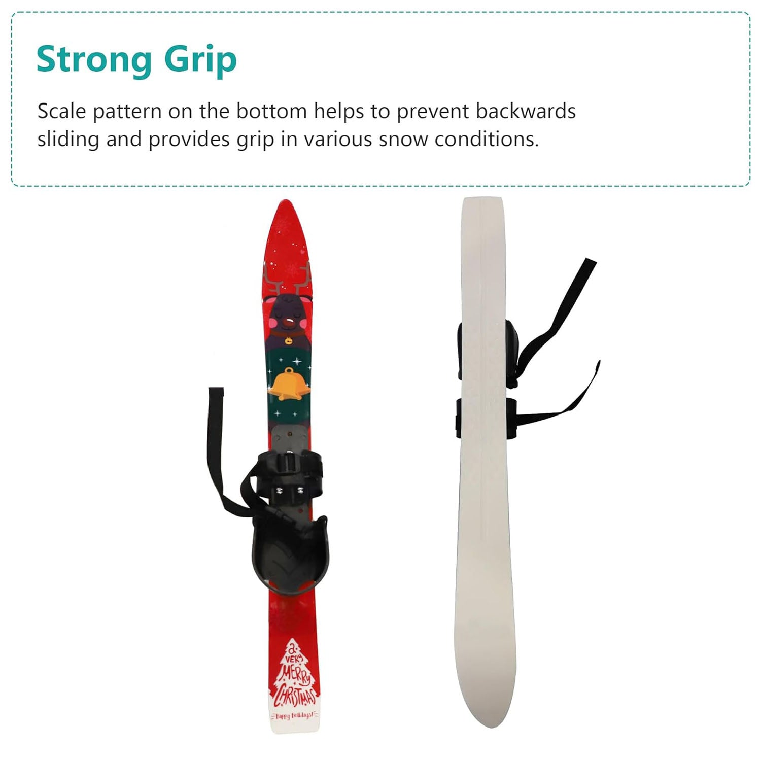 Kids Skis and Poles with Bindings for Age 2-4 Beginner Snow Skis 25.6", Red - Bosonshop