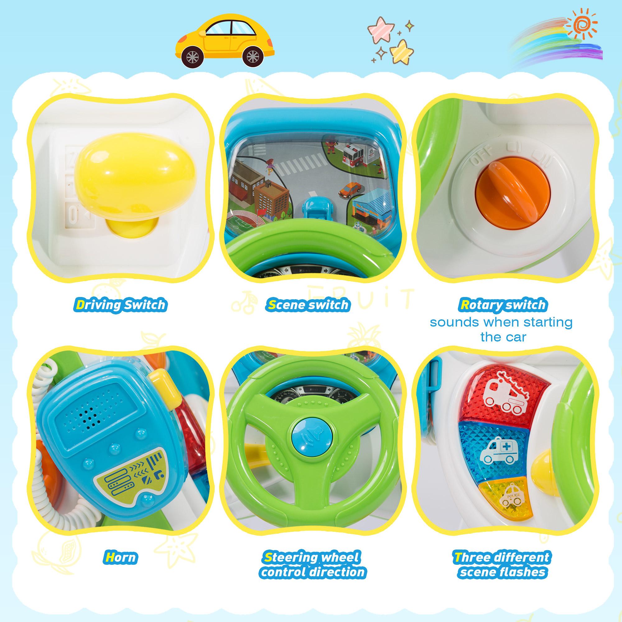 Kids Driving Simulate Ride on Toy Pretend Play Steering Wheel Toy for Toddlers - Bosonshop