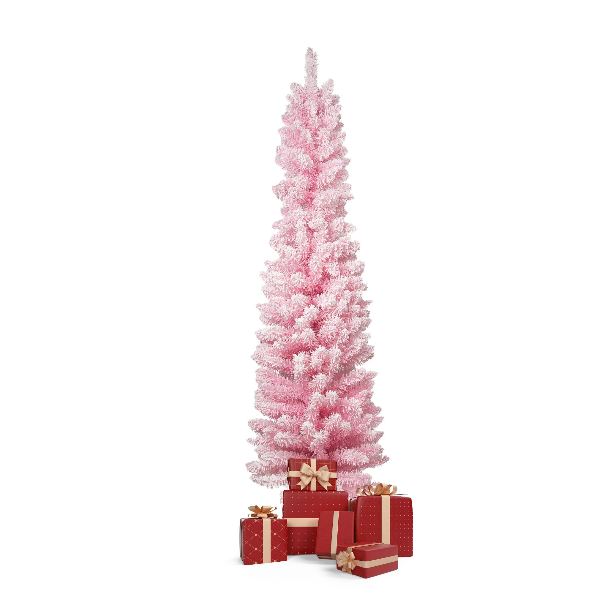 6ft Pink Christmas Tree Artificial Xmas Tree with 320 Branch Tips and Metal Frame - Bosonshop