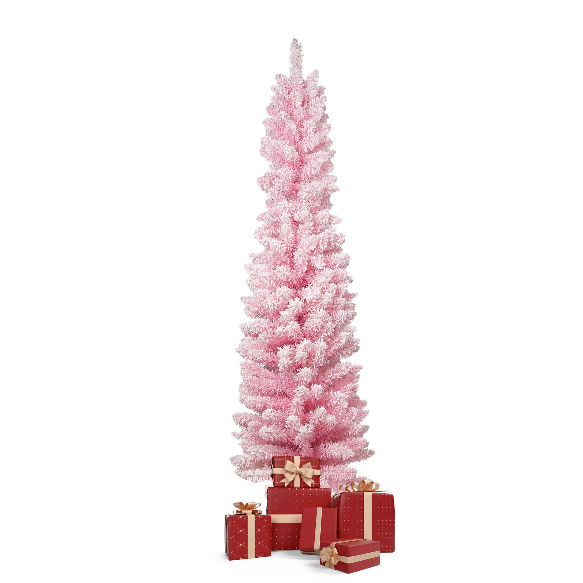 6.9ft Pink Christmas Tree Artificial Xmas Tree with 320 Branch Tips, Metal Frame - Bosonshop