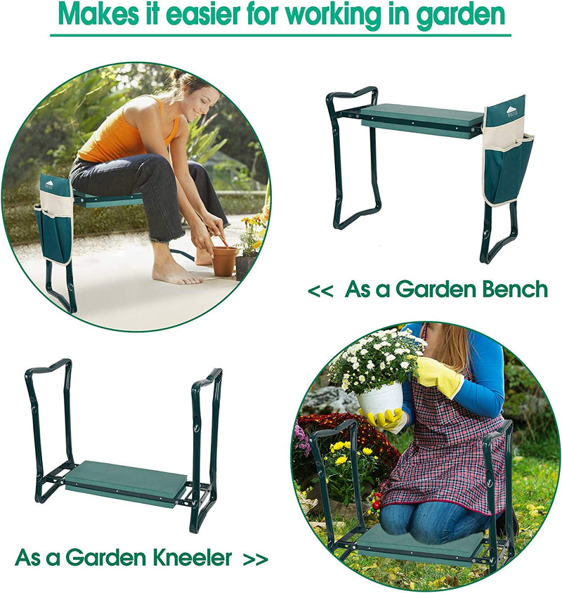 Garden Kneeler and Seat Heavy Duty Gardening Stool with Tool Bag & EVA