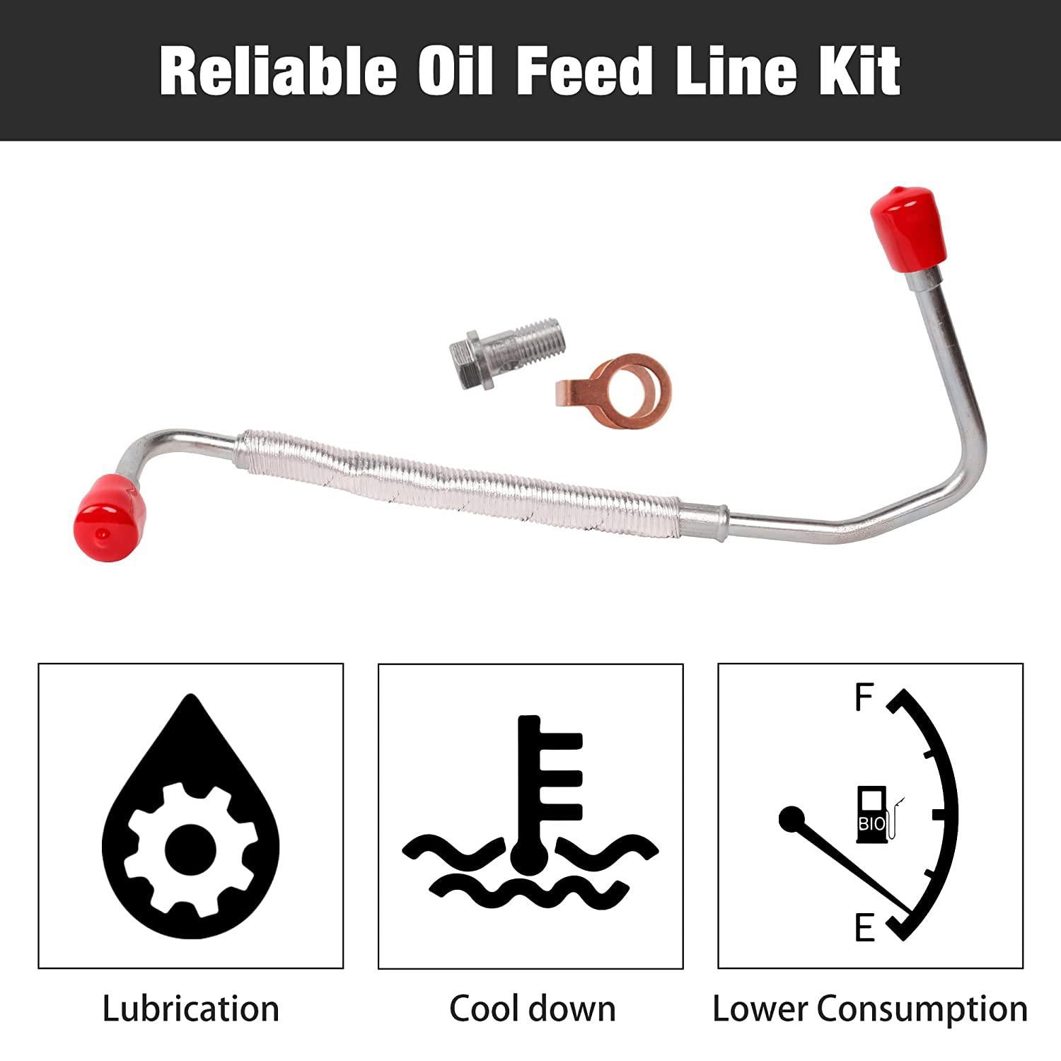 Turbo Oil Feed Line Kit with Bolts & Gaskets for 6.6L V8 LBZ LMM Duramx, Compatible with Chevrolet Silverado, GMC Topkick, Savana, Sierra 2006-2010 - Bosonshop