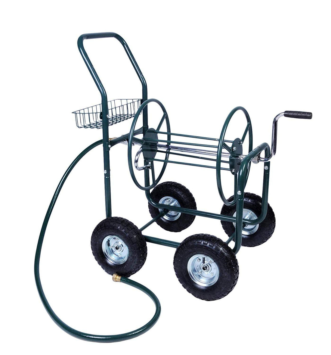 4 Wheels Heavy Duty Garden Metal Hose Reel Cart Gardening Water Planti