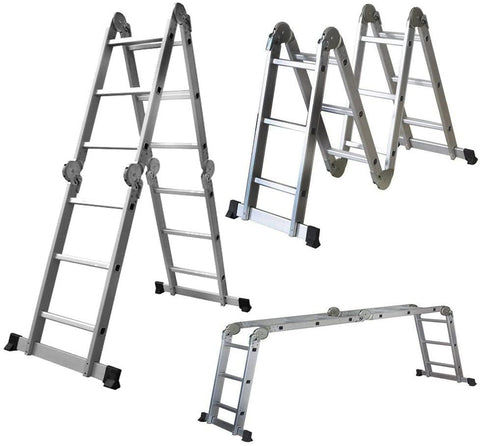 11.5 Feet Folding Multi-Ladder 12 Step Aluminum Extendable Ladder ...