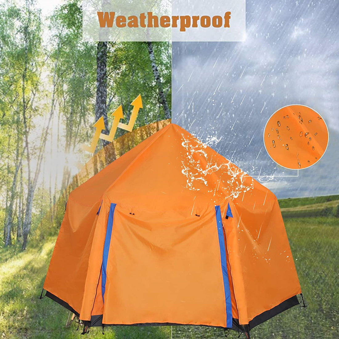 Portable 3-4 Person Camping Tent | Waterproof, Sunproof, and Ventilate