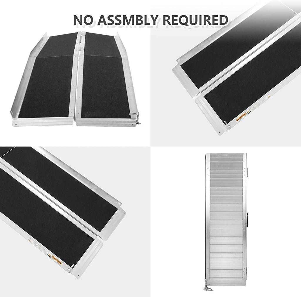 6 ft. Multifold Aluminum Portable Wheelchair Ramp w/ Slip-Resistant ...