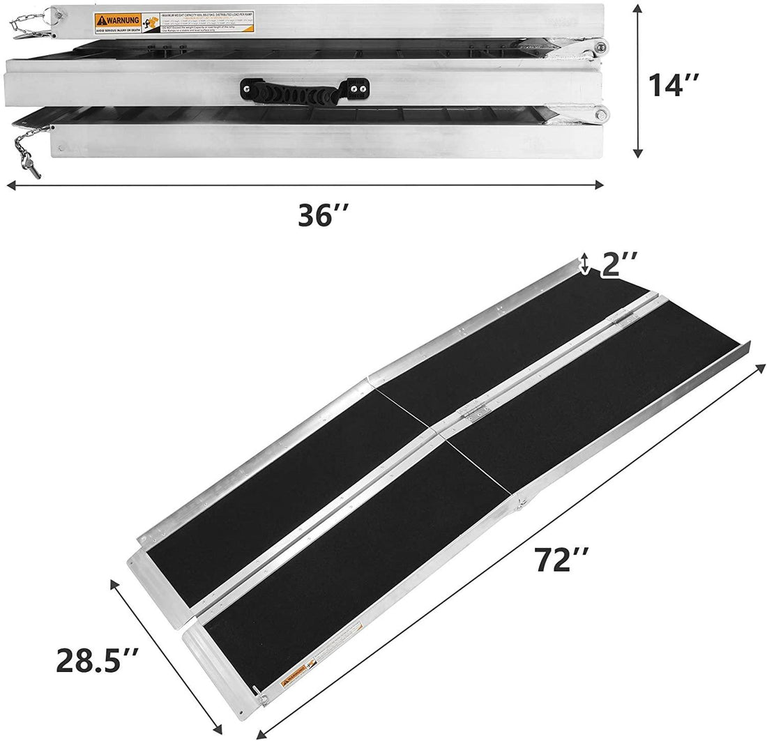 (Out of Stock) 6 ft. Multifold Aluminum Portable Wheelchair Ramp w/ Sl