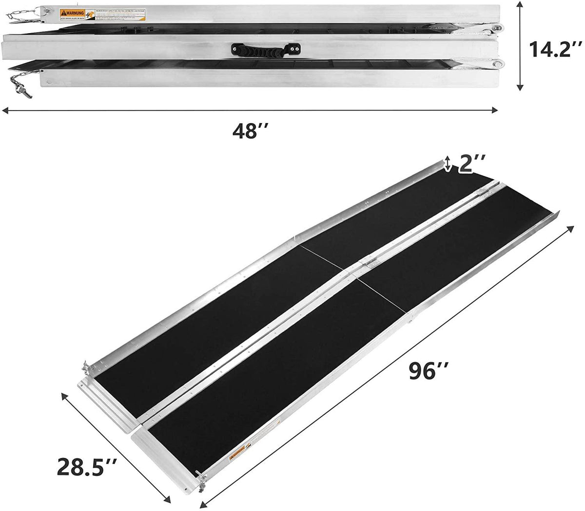 8Ft Ramp For Wheelchair, Multi-fold Wheelchair Ramps, w/Anti-Slip Carp