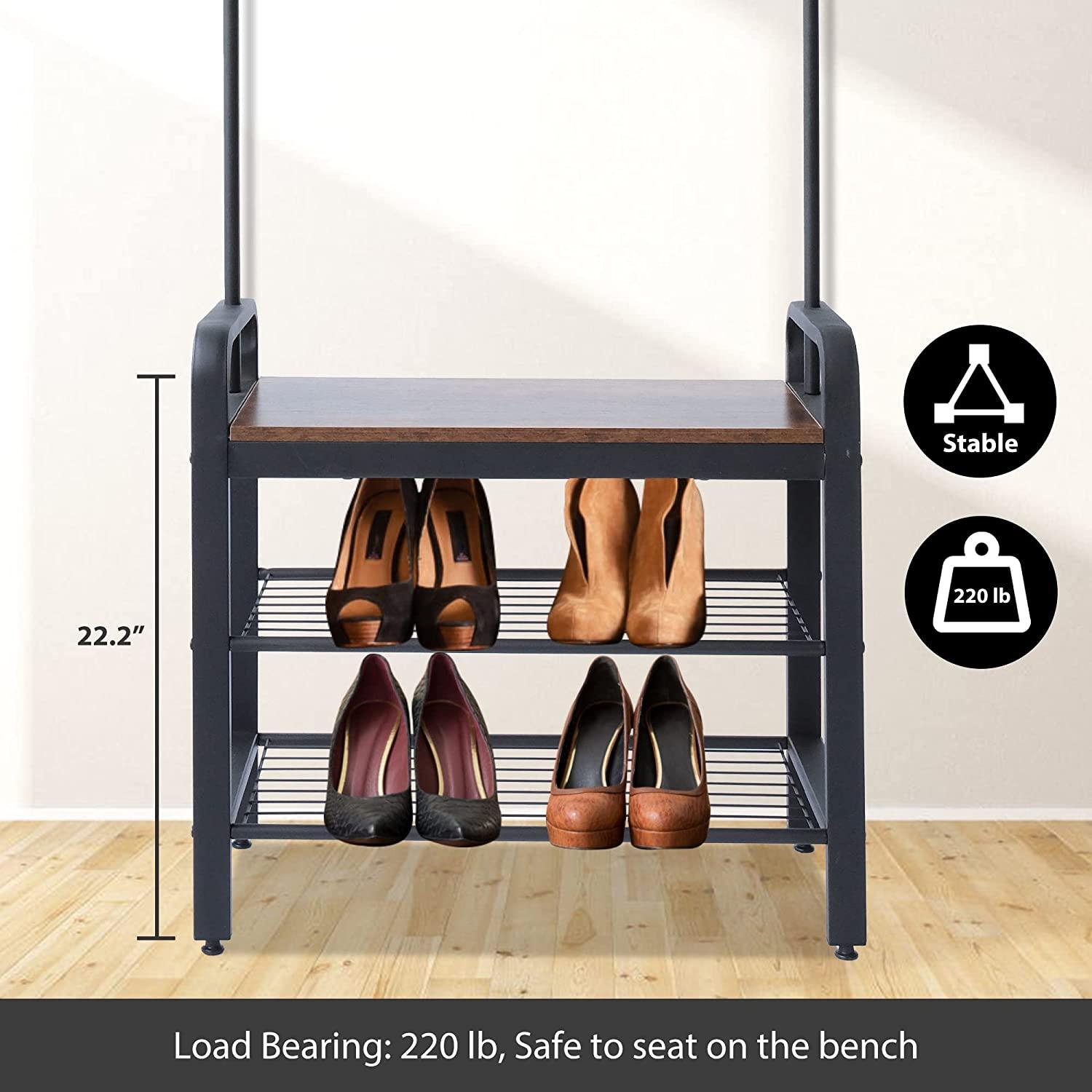 Shoe Rack for Entryway, 3-Tier Shoe buying Rack Bench, Holds Up to 220 Lbs