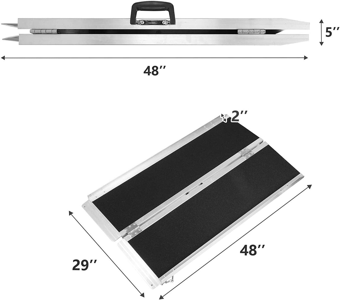 4 Ft. Portable Wheelchair Ramp Aluminum, Lightweight Easy To Transport