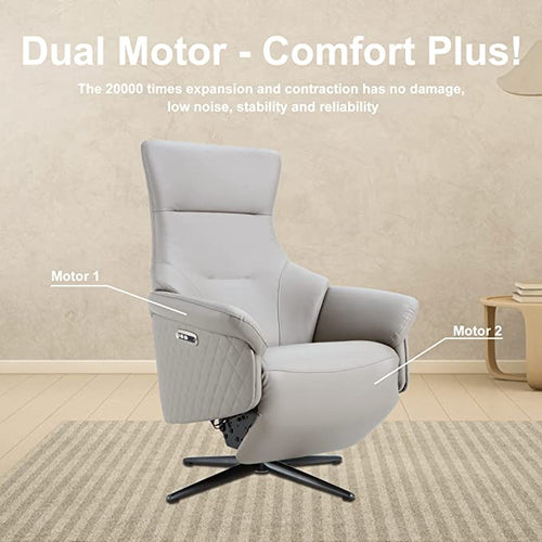 Power Recliner Lounge Chair Single - Swivel Leather Electric Recliner