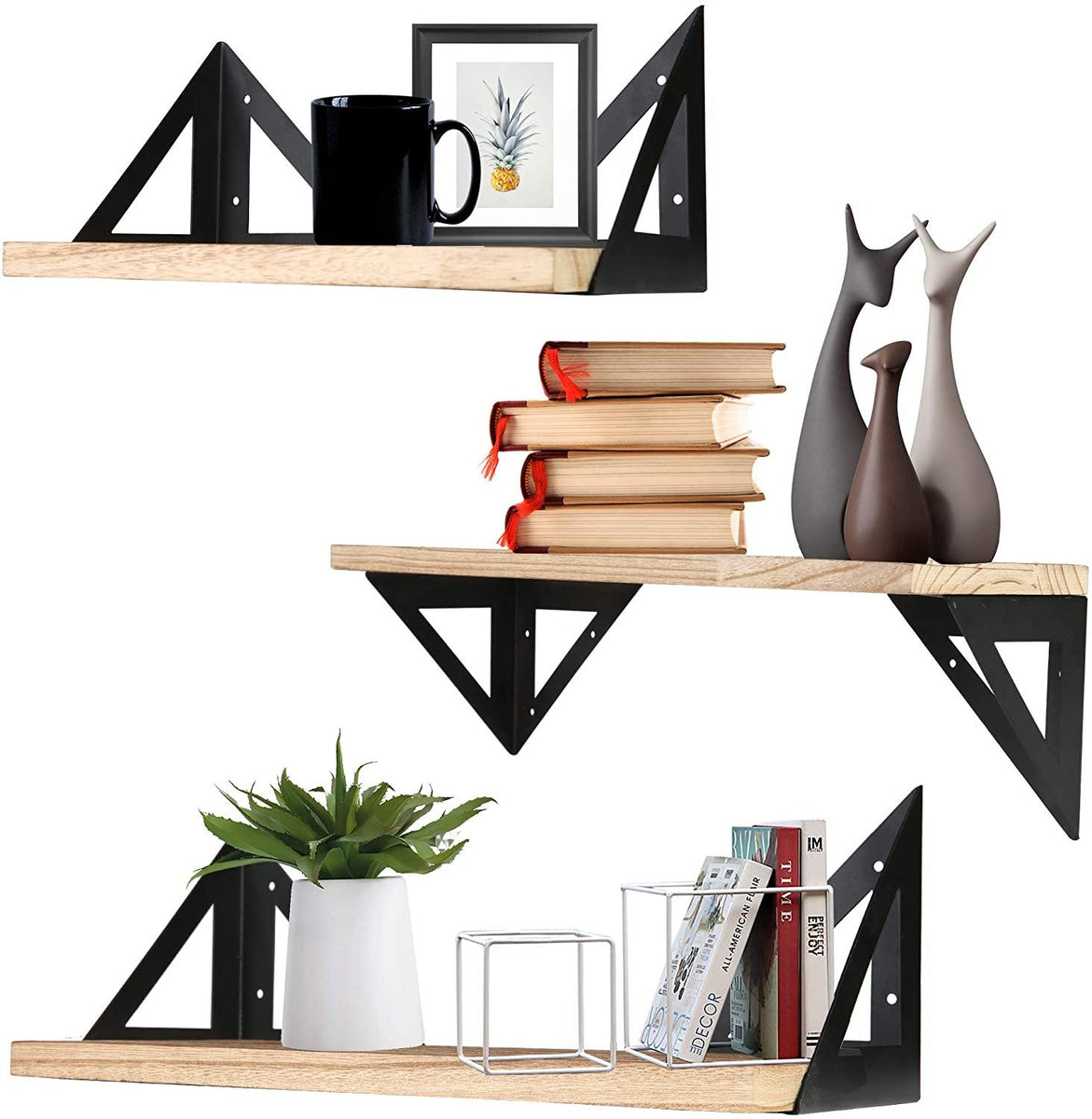 Floating Wall Shelves Rustic Floating Shelf Wall Mounted Set of 3 for ...