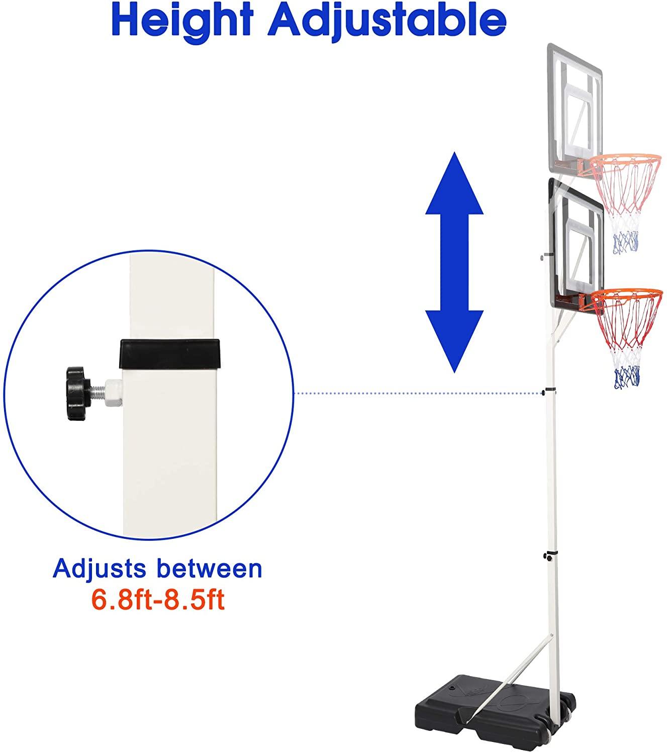 Portable Basketball Hoop Backboard System Stand Outdoor Sports Equipme