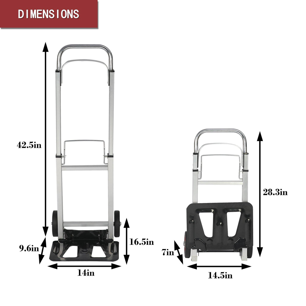 Hand Truck Portable Folding Compact Trolley Heavy-duty Aluminum Luggag