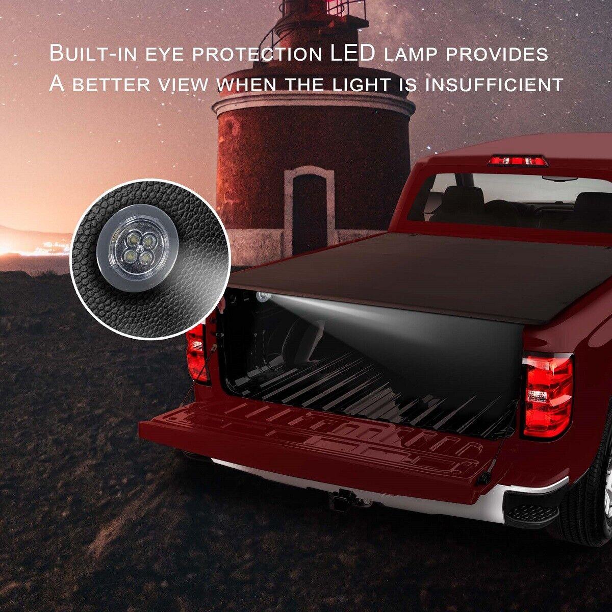 5.8' 4 Fold Soft Tonneau Cover Truck Bed 14-18 Chevy GMC Silverado Sierra - Bosonshop