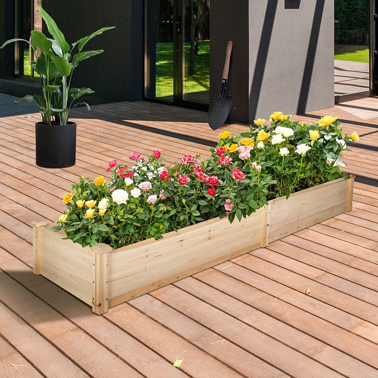 8x2ft Outdoor Wooden Raised Garden Bed deals Planter for Grass, Lawn