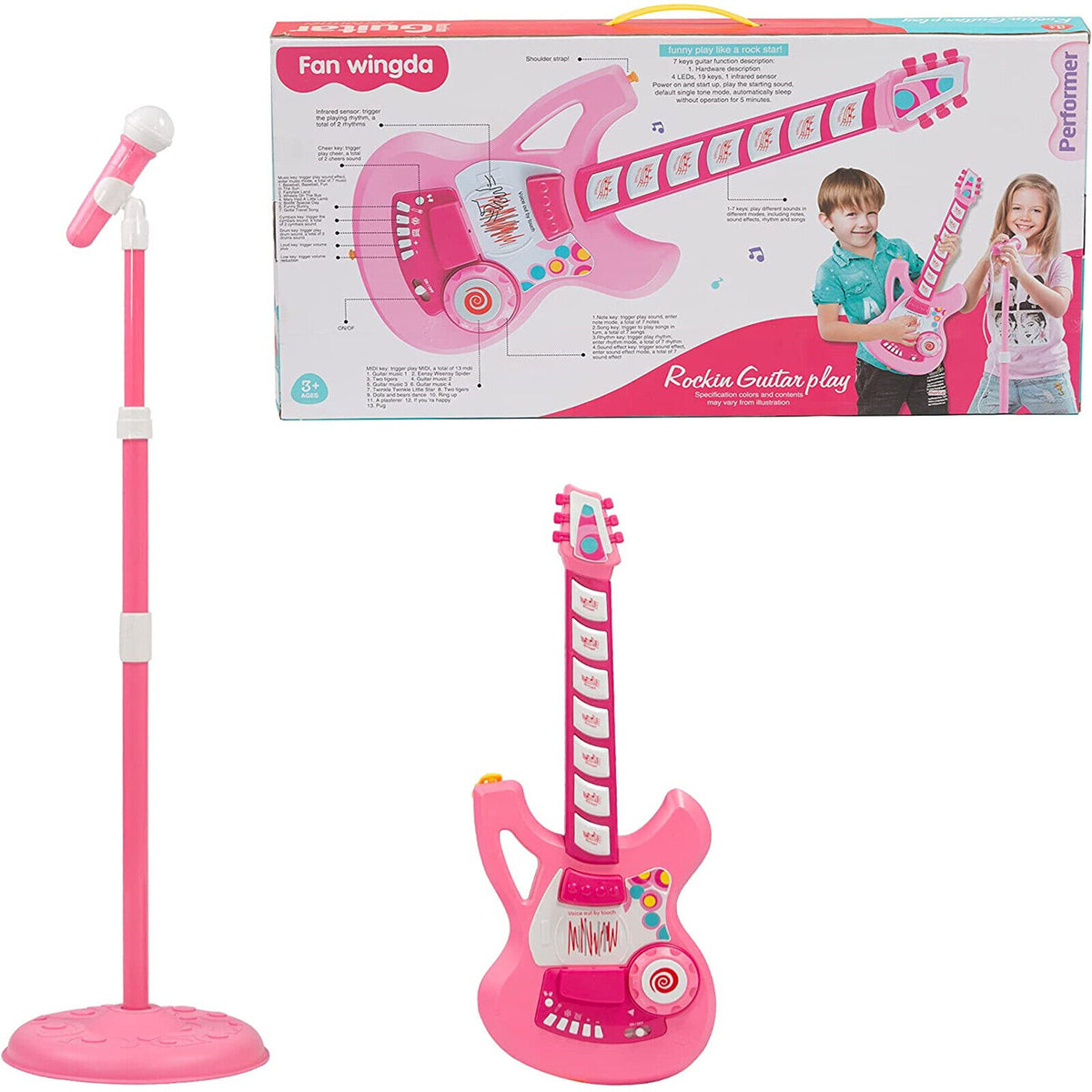 Kids Electric Guitar Beginner Kits Play Set with Microphone Speaker and ...