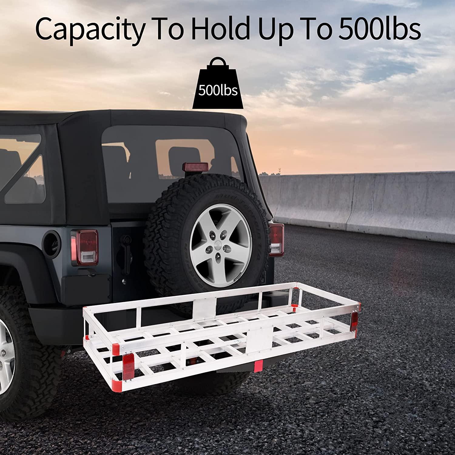 Aluminum Hitch Mounted Cargo Carrier,500 lbs Capacity, Silver - Bosonshop