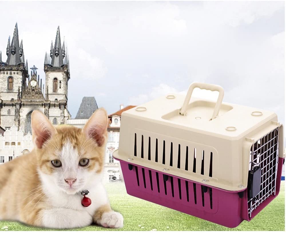 Plastic Cat & Dog Carrier Cage with Chrome Door Portable Pet Box Airline Approved, Large - Bosonshop