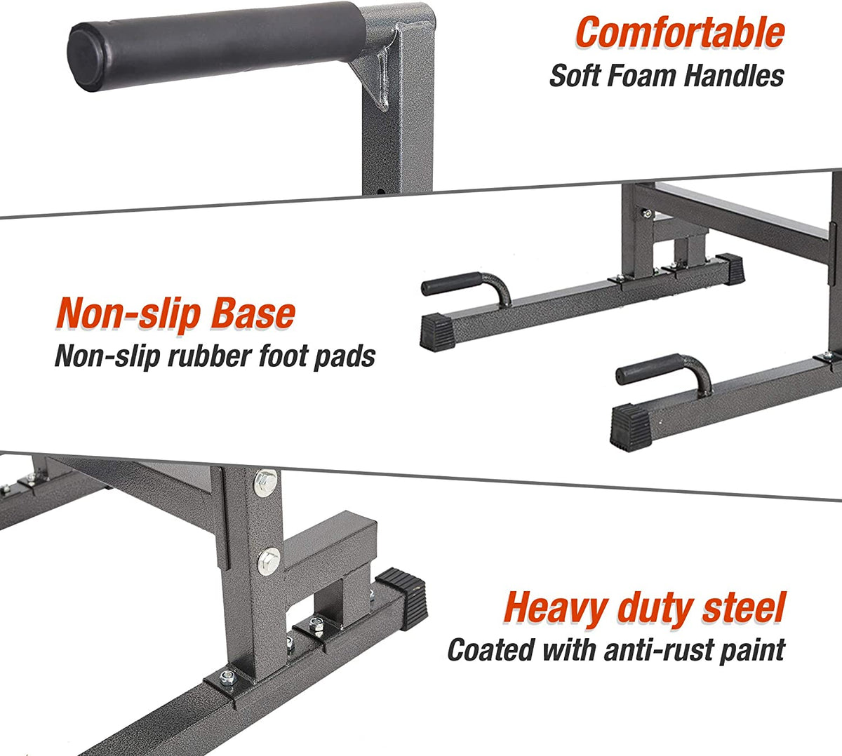 Heavy Duty Steel Dip Stand Station Adjustable Height Strength Training