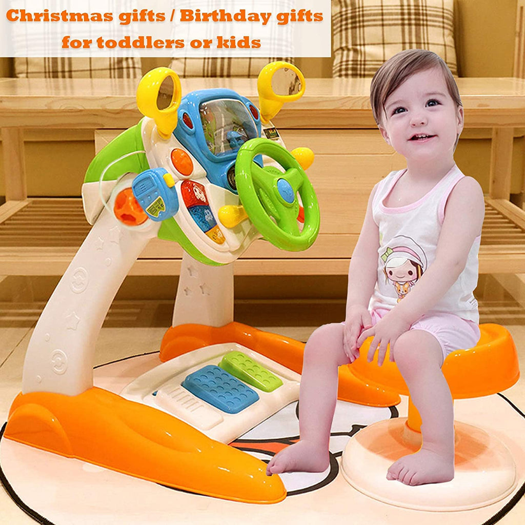 Kids Driving Simulate Ride on Toy Pretend Play Steering Wheel Toy for